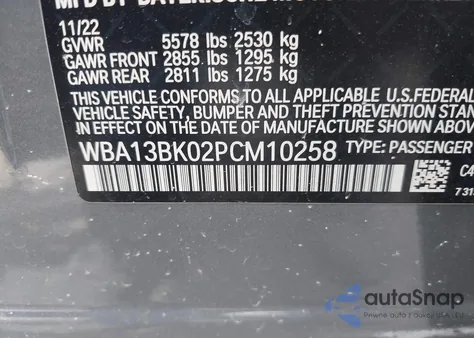 2023 BMW M550 I xDrive from USA, damaged, VIN WBA13BK02PCM10258